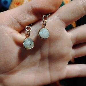 Handmade adorable light gray faux stone dainty tear drop earrings